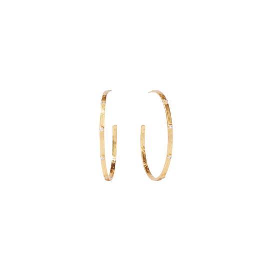 Julie Vos Crescent Stone Hoop XL - Cubic Zirconia