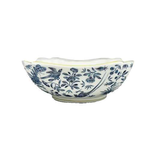 Mottahedeh Sacred Bird and Butterfly Blue Medium Square Bowl