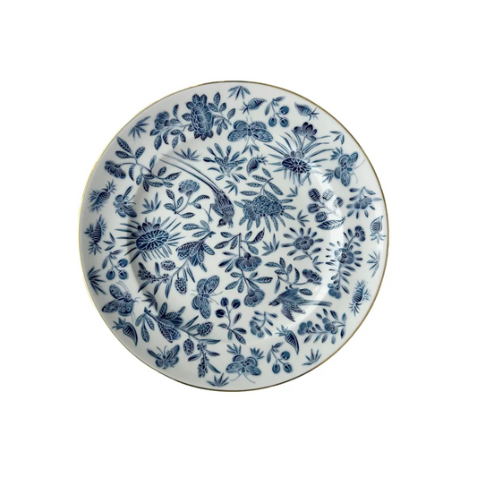 Mottahedeh Sacred Bird & Butterfly Blue Dessert Plate