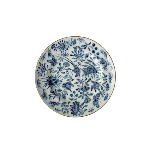 Mottahedeh Sacred Bird and Butterfly Blue Bread and Butter Plate