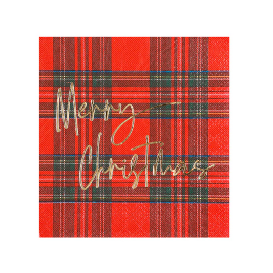 Lux Fragrances Red Plaid Merry Christmas Beverage Napkins