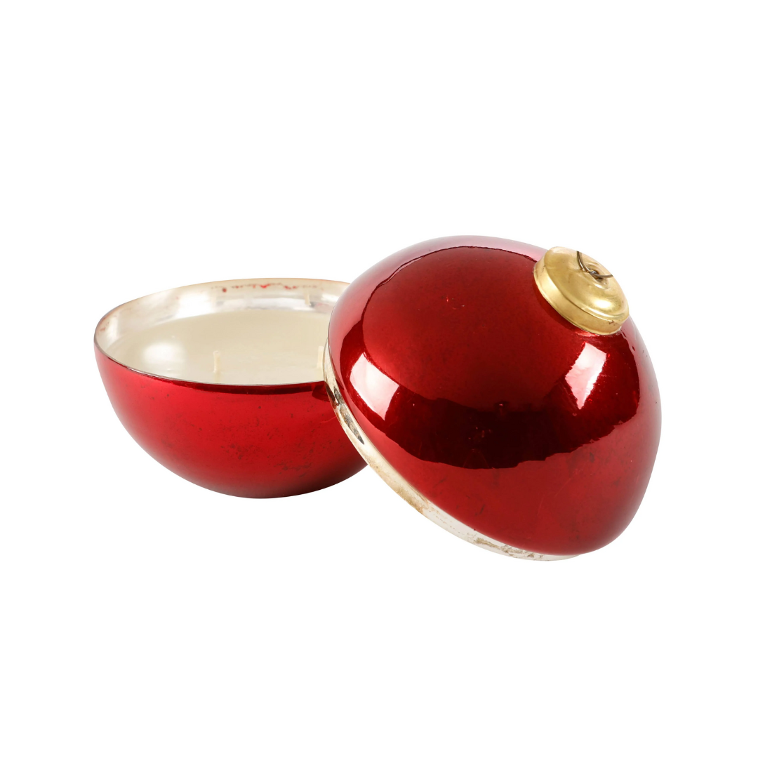 Lux Fragrances Noble Fir Red Glass Ornament Candle