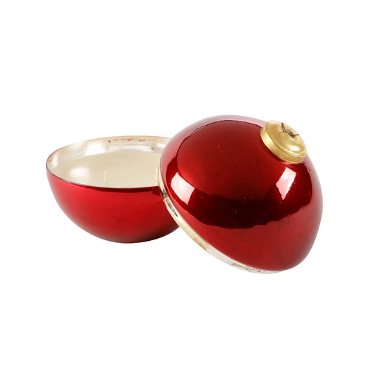 Lux Fragrances Noble Fir Red Glass Ornament Candle
