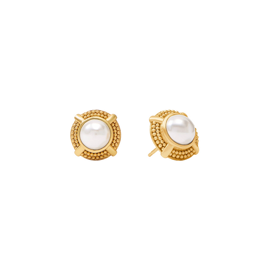 Julie Vos Cabochon Stud - Gold - Pearl