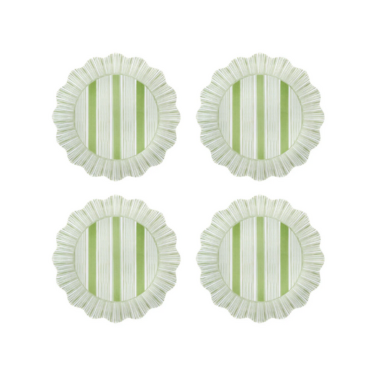 Juliska Cabana Stripe Melamine Dessert/Salad Plate Set/4 - Seagrass
