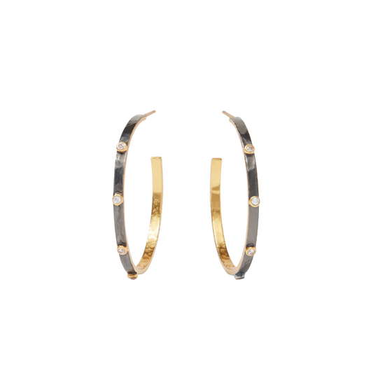 Julie Vos Crescent Stone Hoop-Mixed Metal L