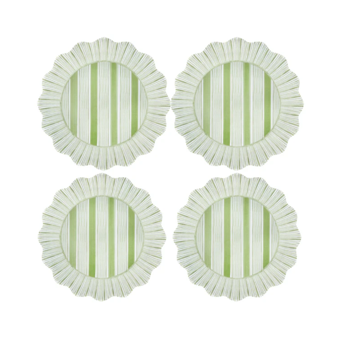 Juliska Cabana Stripe Melamine Dinner Plate- Seagrass- Set of 4
