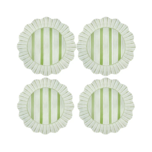 Juliska Cabana Stripe Melamine Dinner Plate- Seagrass- Set of 4