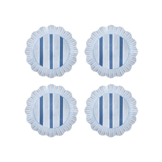 Juliska Cabana Stripe Melamine Dessert/Salad Plate - Set of 4 - Ocean