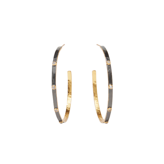 Julie Vos Crescent Stone Hoop Mixed Metal - XL