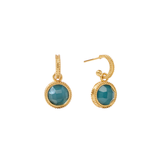 Julie Vos Fleur-de-Lis Hoop & Charm Earring - Iridescent Peacock Blue