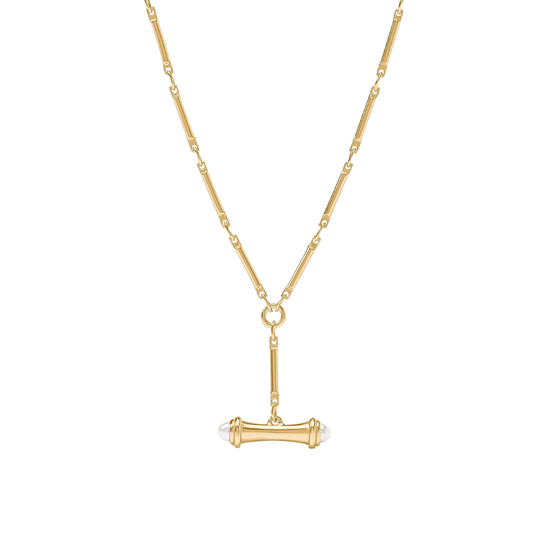 Julie Vos Bamboo Delicate Necklace- Pearl