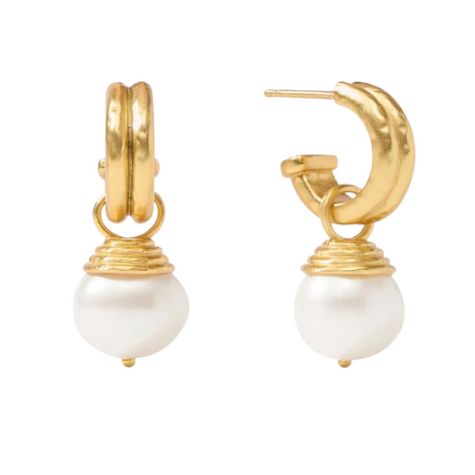Julie Vos Astor Pearl Hoop & Charm Earring- Gold- OS