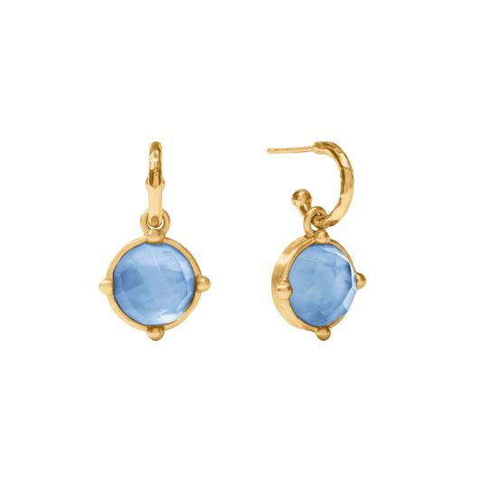 Julie Vos Honeybee Hoop & Charm Earring - Gold - Iridescent Chalcedony Blue