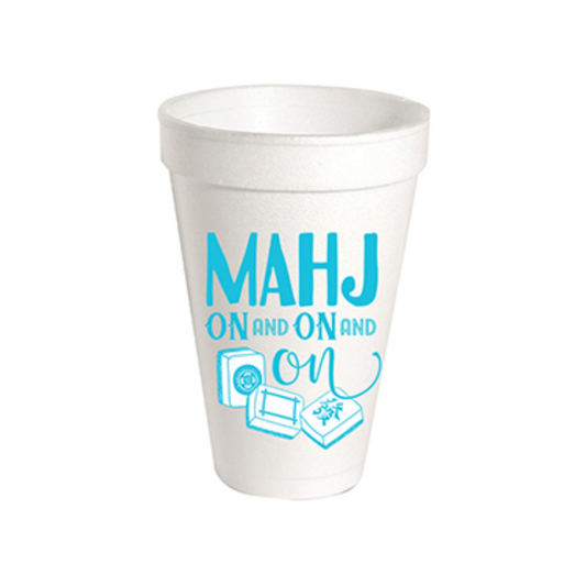 Styrofoam Cup- Mahj on and on- Blue