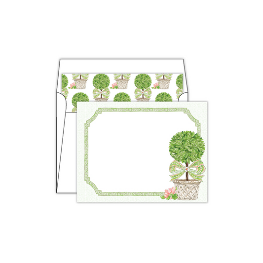 Garden Party Topiary with Green & Coral Bow Social Set