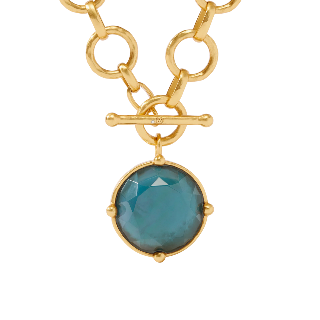 Julie Vos Honeybee Statement Necklace - Iridescent Peacock Blue