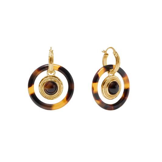 Julie Vos Madison 6-in-1 Charm Earring - Gold and Acrylic Tortoiseshell