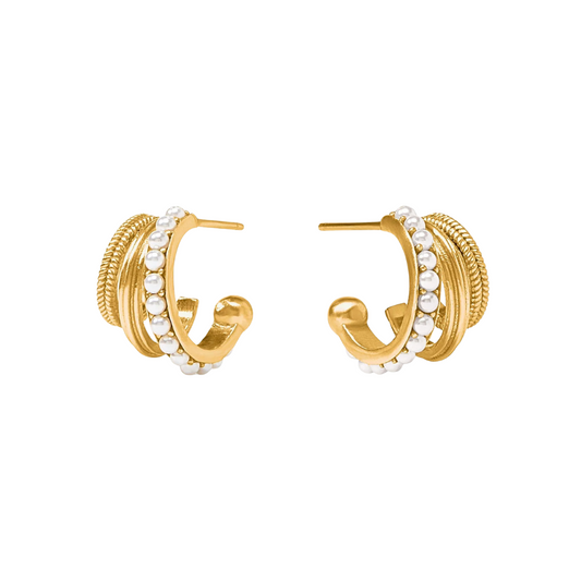 Julie Vos Hydra Triple Hoop-Pearl-OS