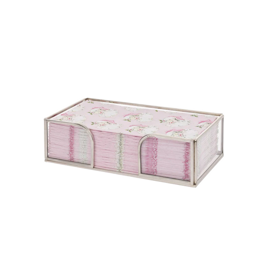 Silver Edge Glass Guest Napkin Caddy