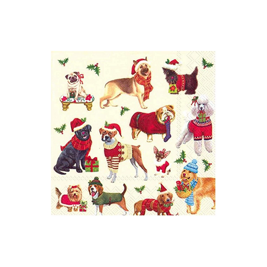 Christmas Dogs Cocktail Napkin