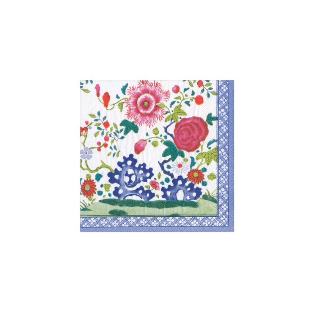Caspari Floral Porcelain Cocktail Napkin
