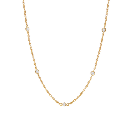 Julie Vos Celeste Delicate Station Necklace - Gold - Cubic Zirconia