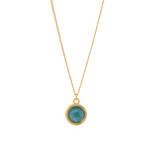 Julie Vos Fleur-de-Lis Solitaire Necklace - Gold - Iridescent Montana Blue
