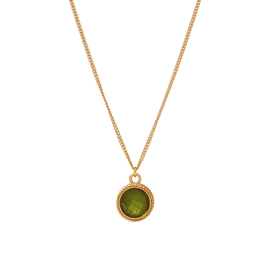 Julie Vos Fleur-de-Lis Solitaire Necklace-Iridescent Jade Green