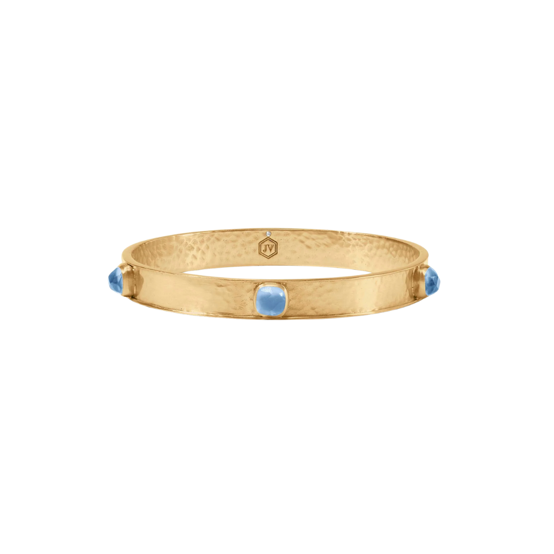 Julie Vos Catalina Stone Bangle - Gold - Iridescent Chalcedony Blue - M