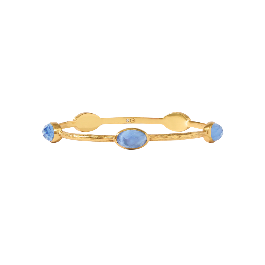 Julie Vos Ivy Stone Bangle - Gold - Iridescent Chalcedony Blue - M