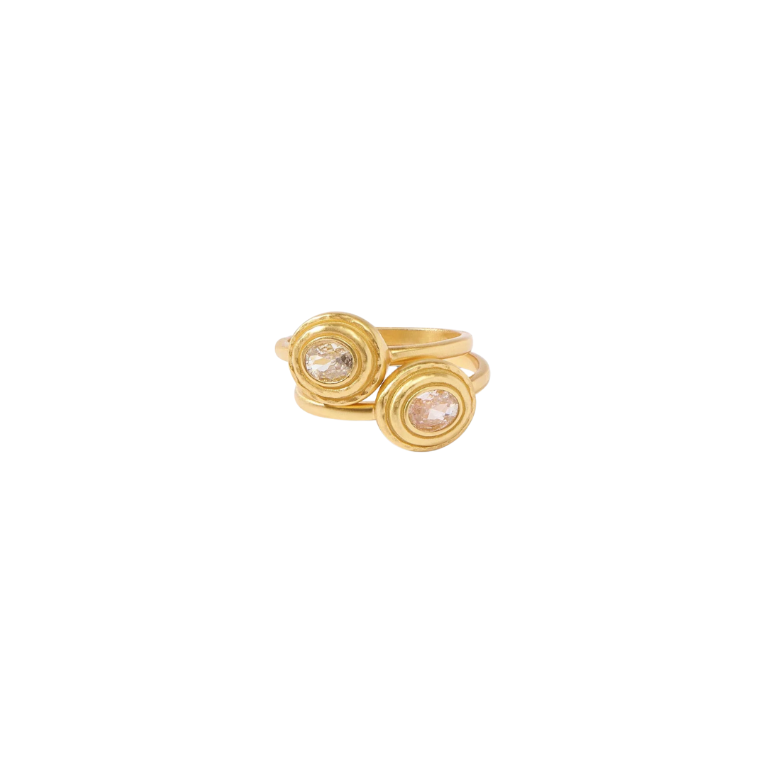 Julie Vos Tudor Duet Ring - Gold - Cubic Zirconia - Size 7