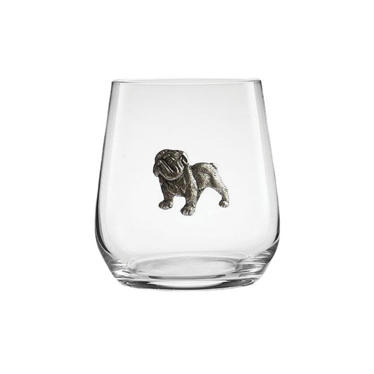 Menagerie Bulldog Stemless Wine Glass