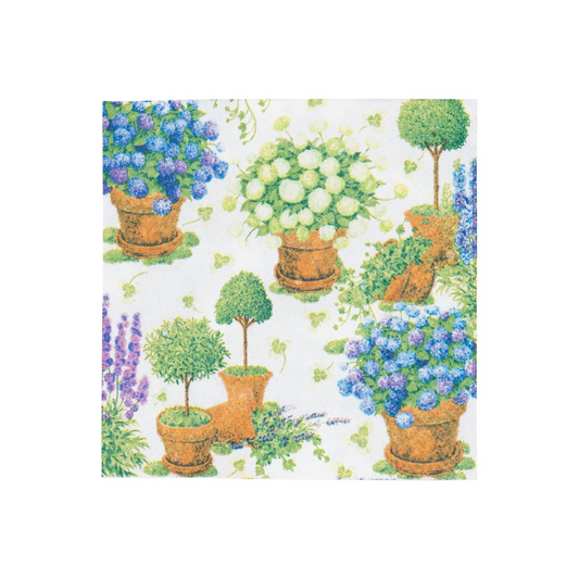 Caspari Potted Hydrangeas Cocktail Napkins