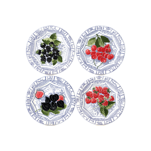 Gien Oiseau Bleu Fruits Canape Plate