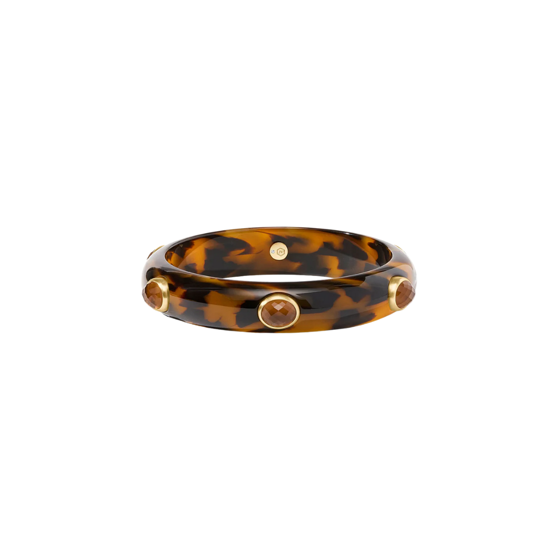 Julie Vos Carnaby Stone Bangle- Gold and Acrylic- Tortoiseshell- Small