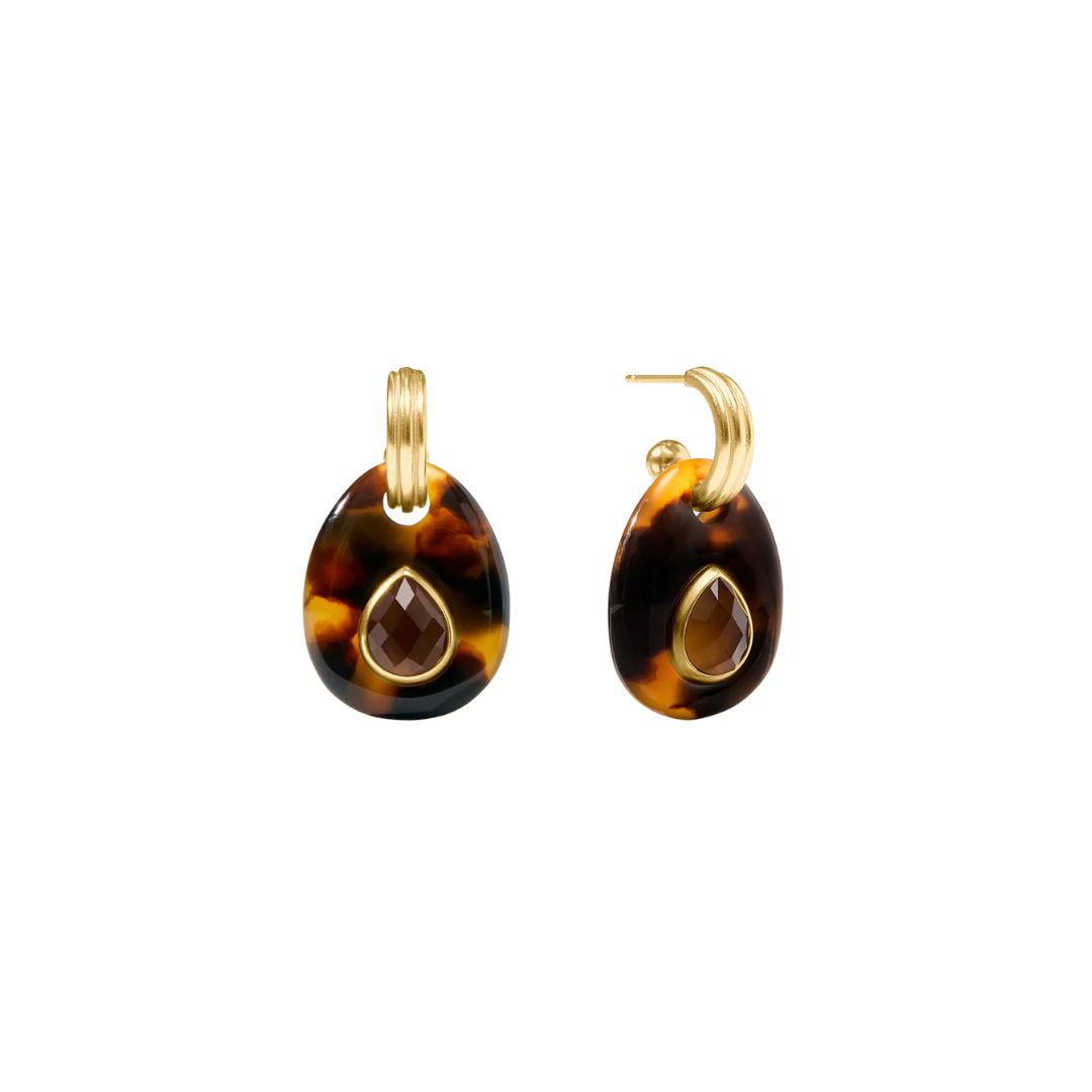 Julie Vos Carnaby Hoop and Charm Earring- Gold and Acrylic- Tortoiseshell