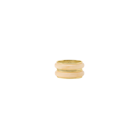Julie Vos Carnaby Duet Ring- Gold and Acrylic- Ivory- 7