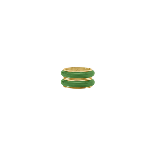 Julie Vos Carnaby Duet Ring- Gold and Acrylic- Palmetto Green- 8