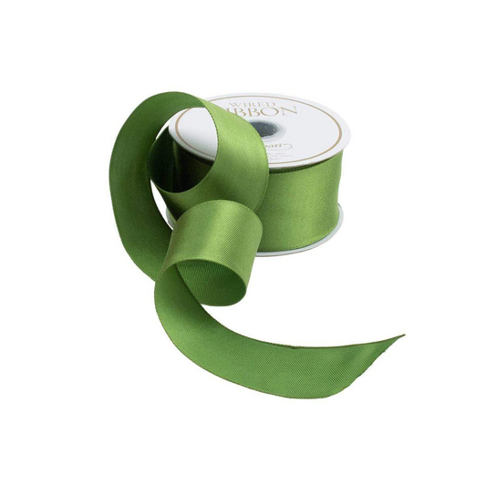 Caspari Solid Green Satin Wired Ribbon
