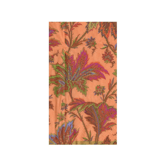 Caspari Paisley Leaves Coral Guest Towels