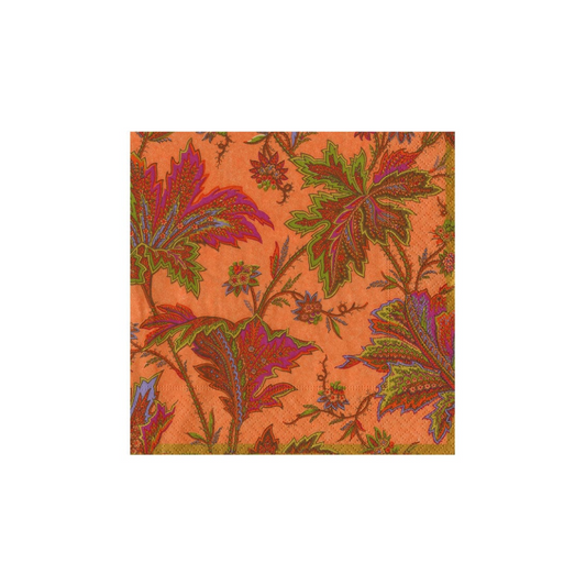 Caspari Paisley Leaves Coral Cocktail Napkins