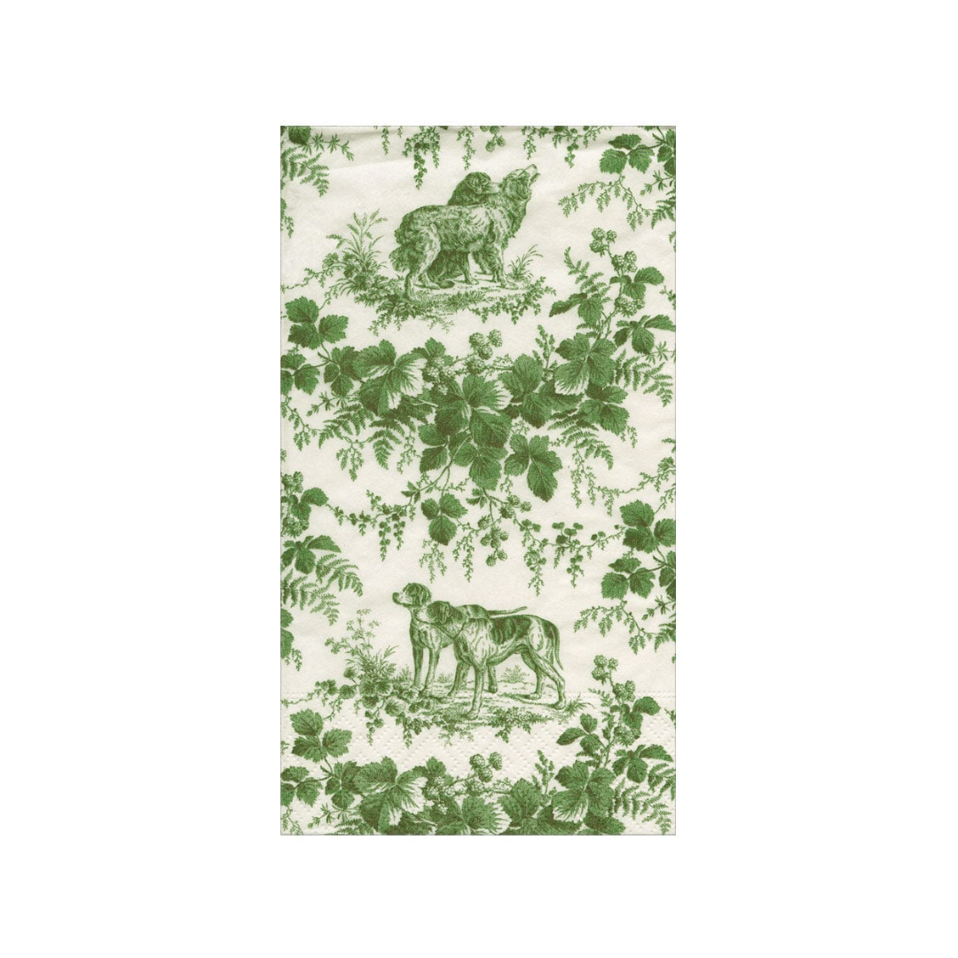 Caspari Hunting Toile Evergreen Guest Towels