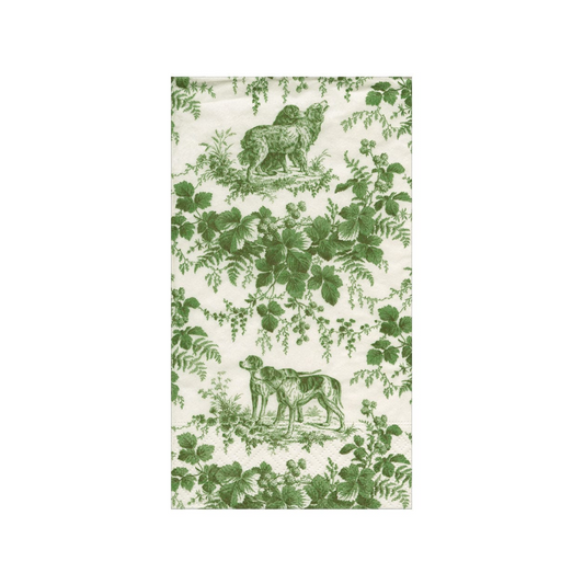 Caspari Hunting Toile Evergreen Guest Towels