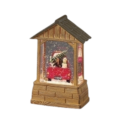 Lighted Barn Dogs in Back of Truck Lit Lantern