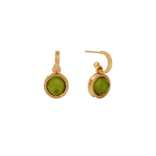 Julie Vos Fleur-de-Lis Hoop and Charm Earring - Iridescent Jade Green