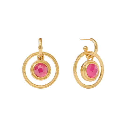 Julie Vos Astor 6-in-1 Charm Earring- Gold- Iridescent Raspberry- OS