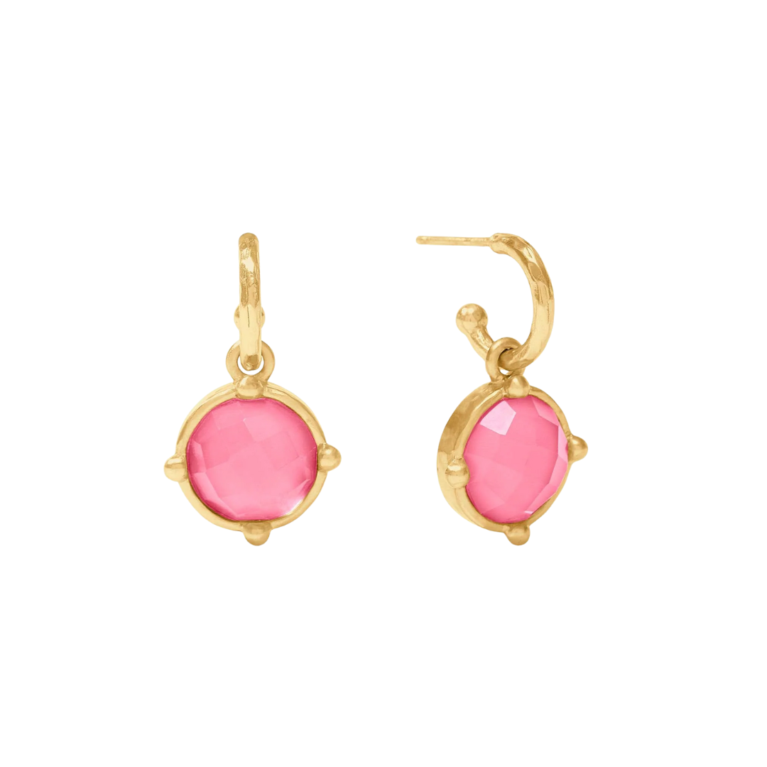 Julie Vos Honeybee Hoop & Charm Earring - Gold - Iridescent Peony Pink
