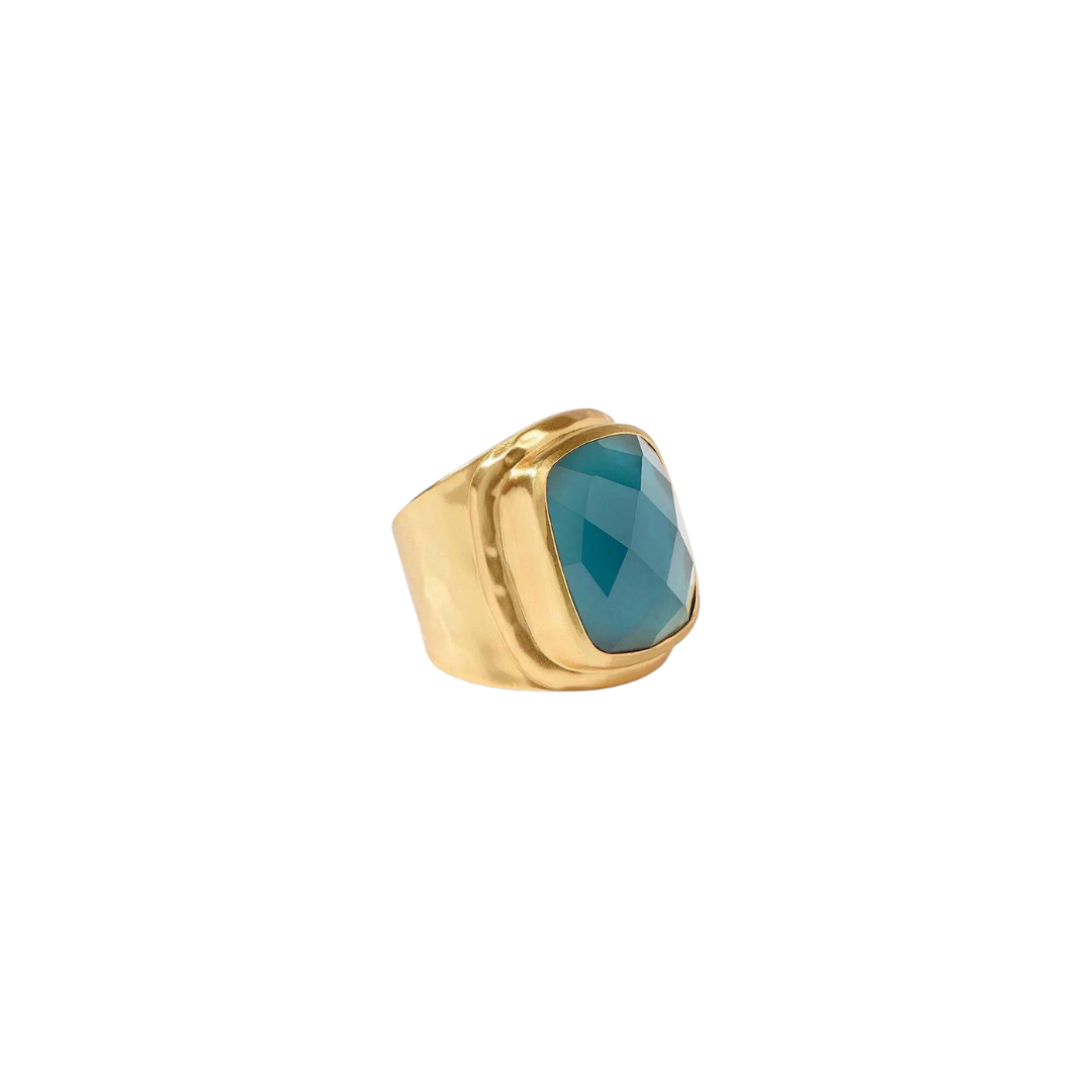 Julie Vos Tudor Statement Ring - Iridescent Peacock Blue- Size 7