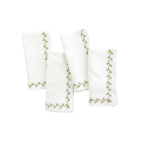 Pomegranate Twig & Bud Moss Napkins - Set of 4
